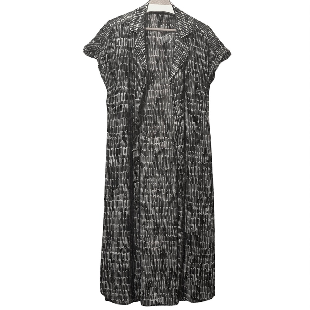 QVC H by Halston Duster‎ Dress Womens Small Black White Abstract Stripe